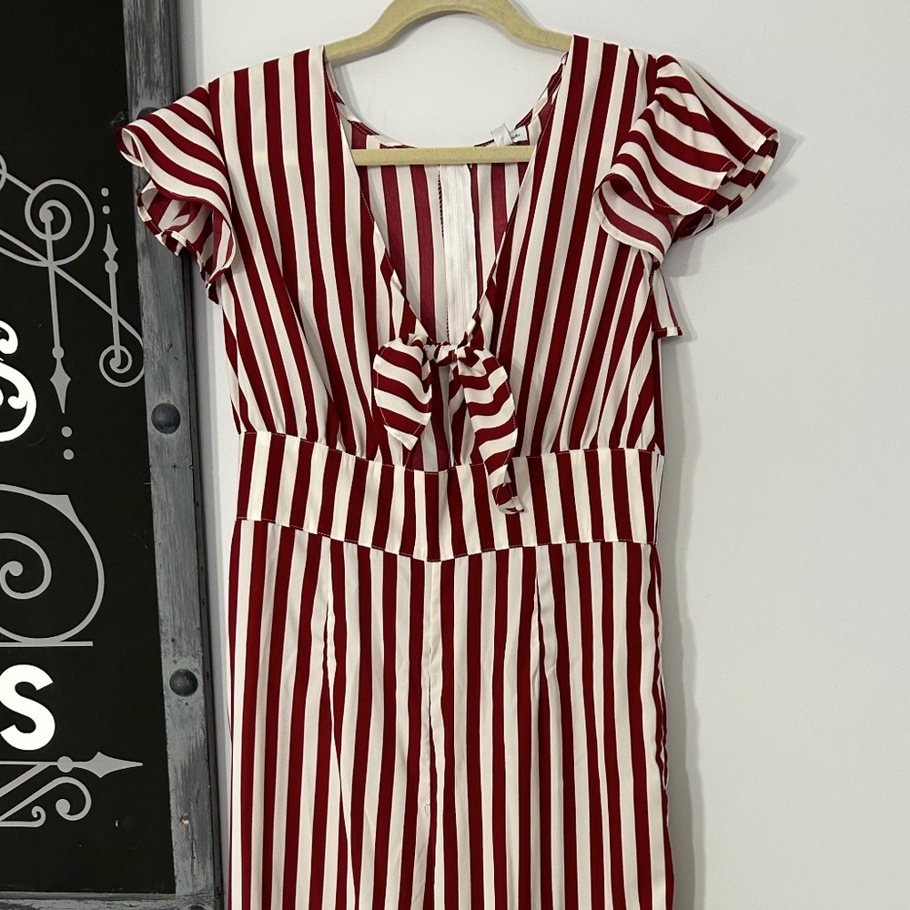 Red and White striped Jumpsuit